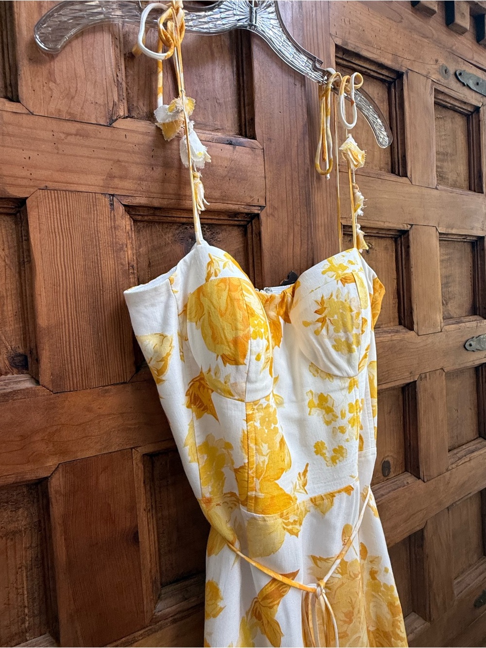 ANTONIO MELANI White and Yellow Floral Tie-Shoulder Sundress - Picture 11 of 11